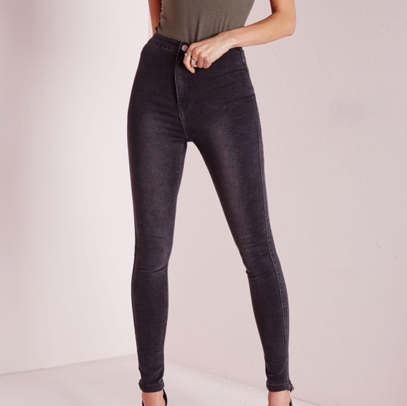 Missguided Denim - Missguided Vice High Waisted Skinny Jeans Grey